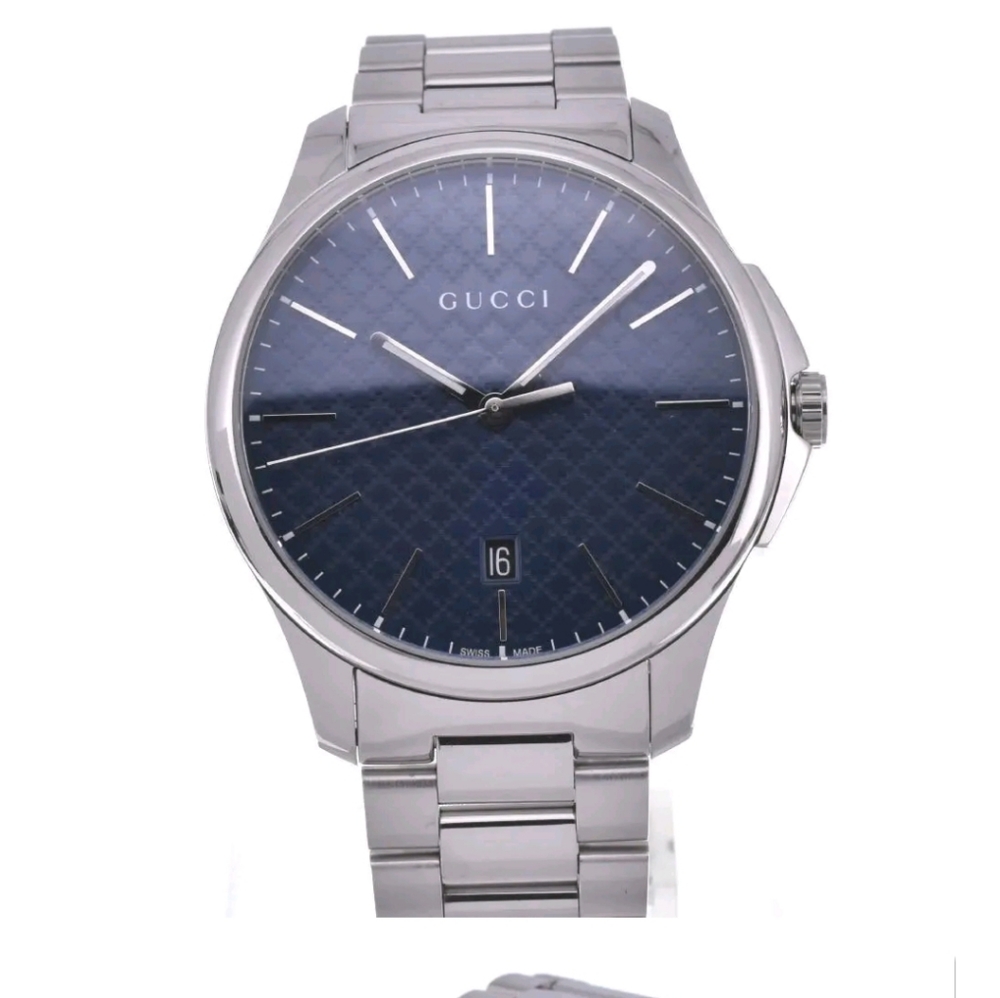 GUCCI ITALIAN LUXURY WATCH ⌚️ BLACK FACE SILVER BODY STUNNING! - Picture 2 of 7
